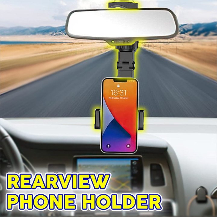 Putcom 360° Durable Car Rearview Mirror Mount Stand Holder for Cell Phone