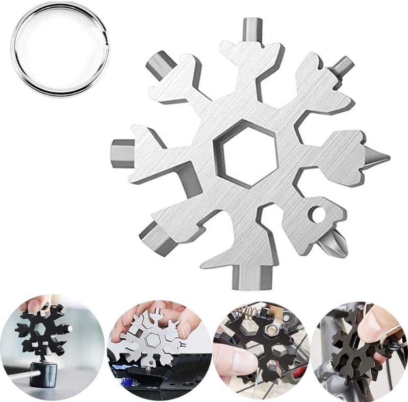 Amenitee 18-in-1 stainless steel snowflakes multi-tool&keychain