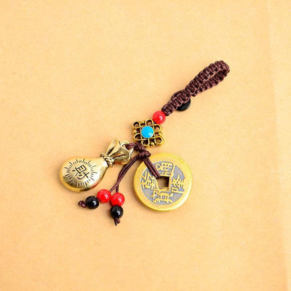 PROSPERITY MONEY BAG ANCIENT CHARM KEYCHAIN