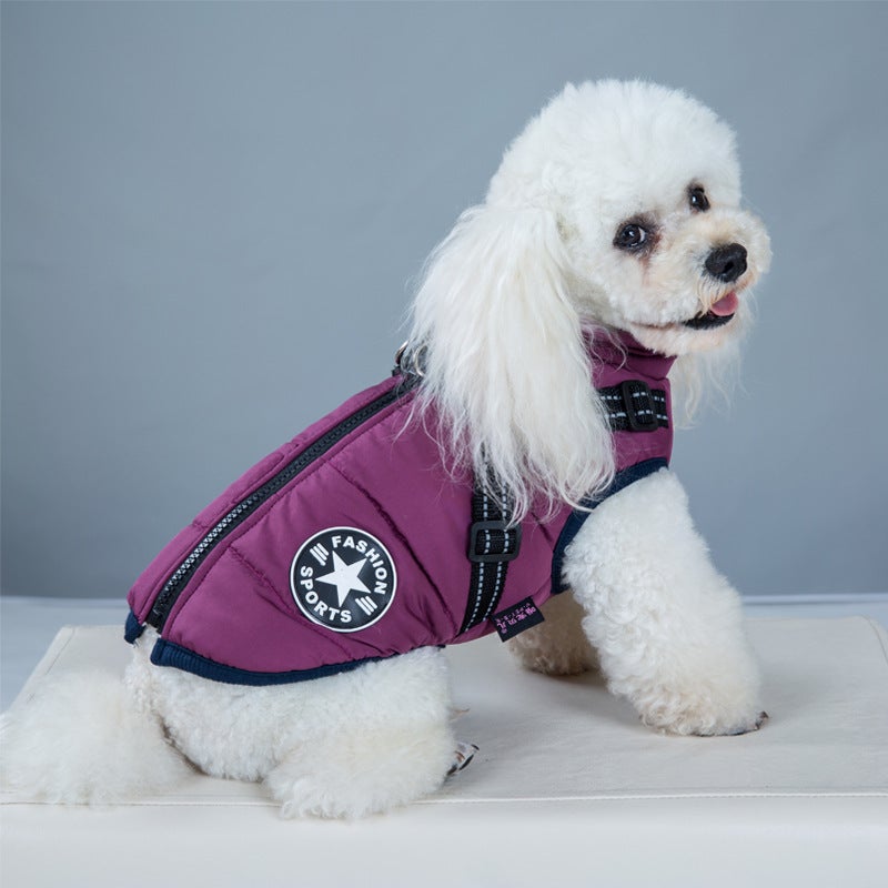 2022 Newest Dog Waterproof Winter Jacket with Built-in Harness